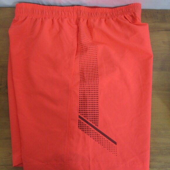 Under Armour Swim Trunks Mens Large Heat Gear Neon Orange Summer Preppy Pockets - Picture 7 of 9